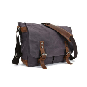 Classic Waxed Canvas Messenger Bag - Grey