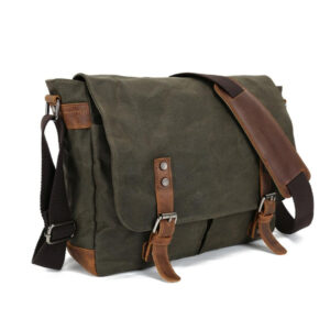 Classic Waxed Canvas Messenger Bag - Green