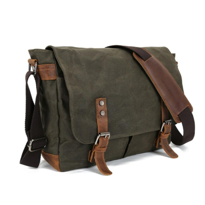 Classic Waxed Canvas Messenger Bag - Green