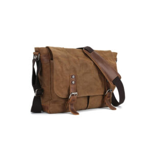 Classic Waxed Canvas Messenger Bag - Khaki