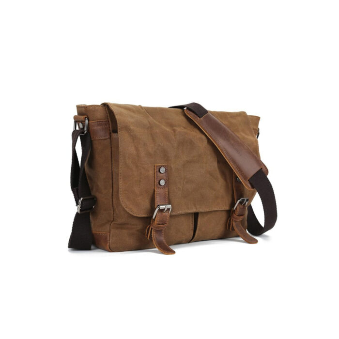 Classic Waxed Canvas Messenger Bag - Khaki
