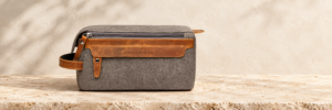 Double-Zipper Wash Bag – Brushed Stone