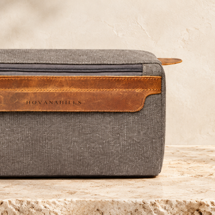 Double-Zipper Wash Bag – Brushed Stone
