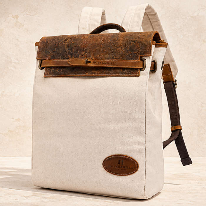 White Rose Cotton Backpack – Nude