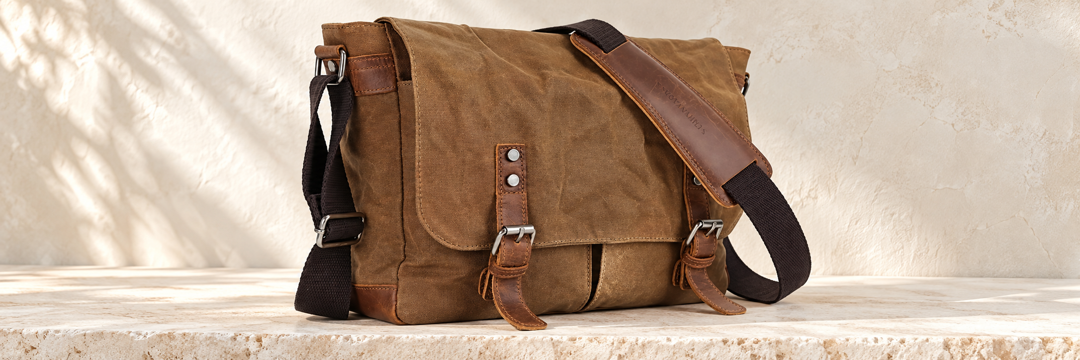Classic Waxed Canvas Messenger – Nude Sand
