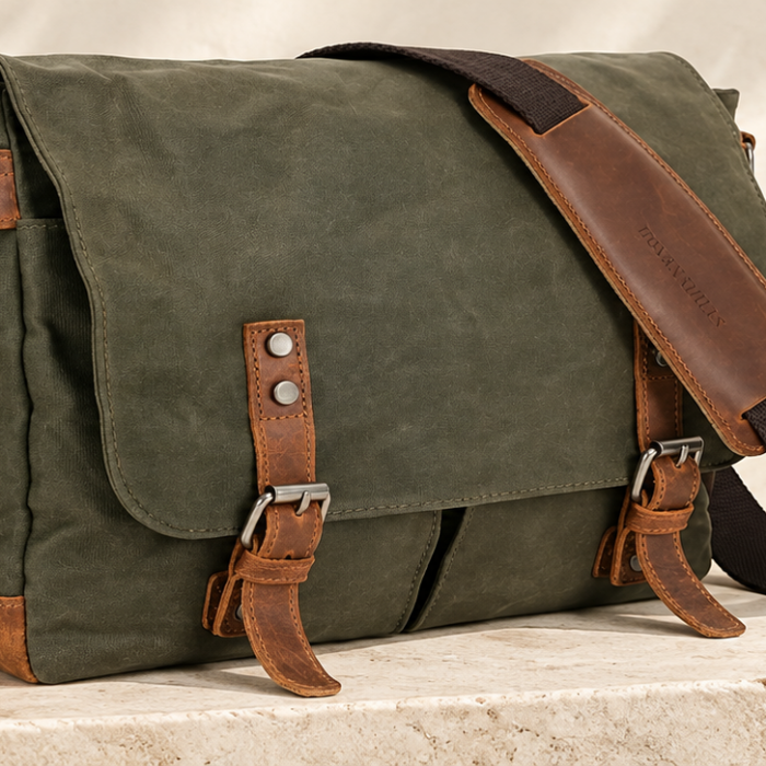Classic Waxed Canvas Messenger – Deep Olive