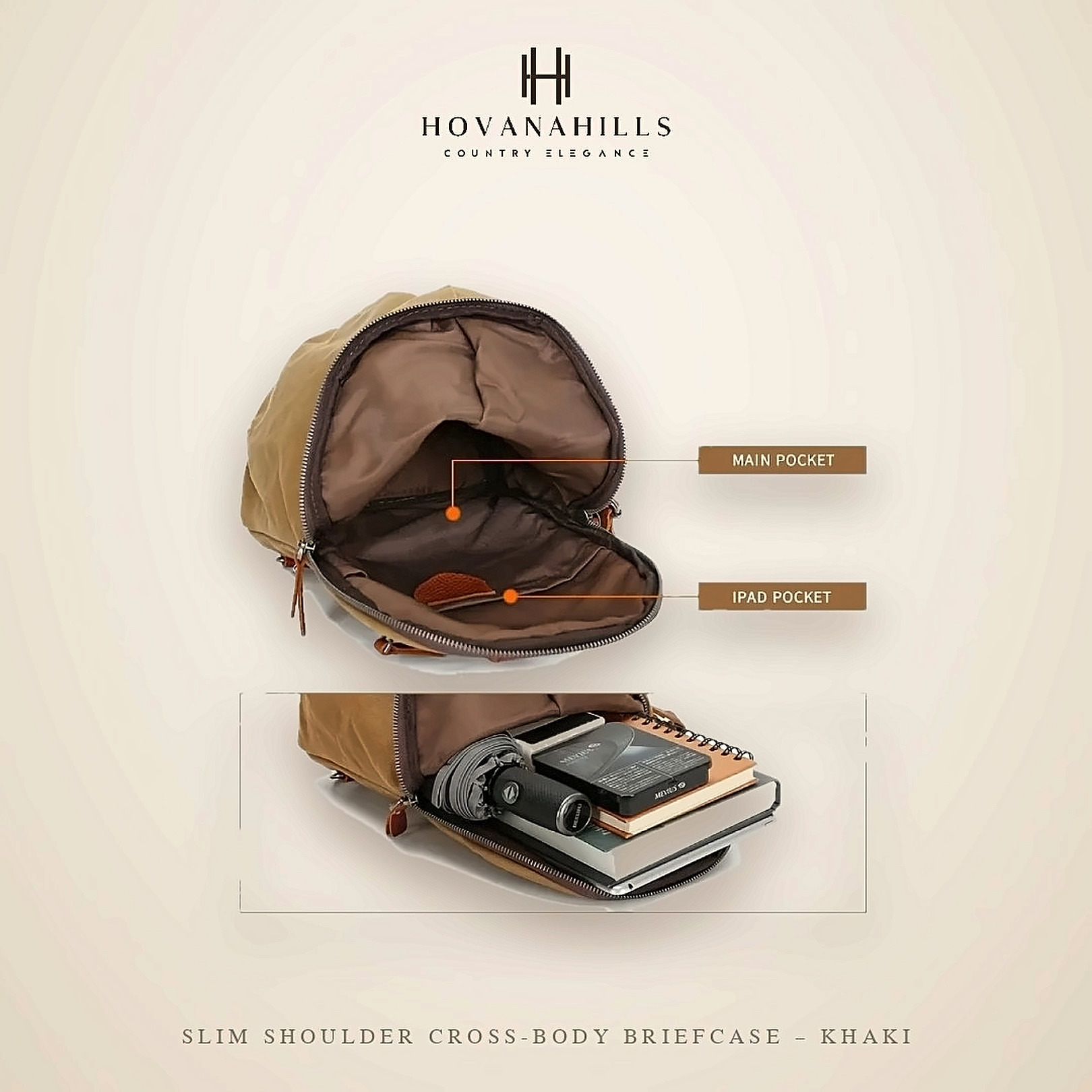 Refined Rugged Sling – Khaki - detail photo