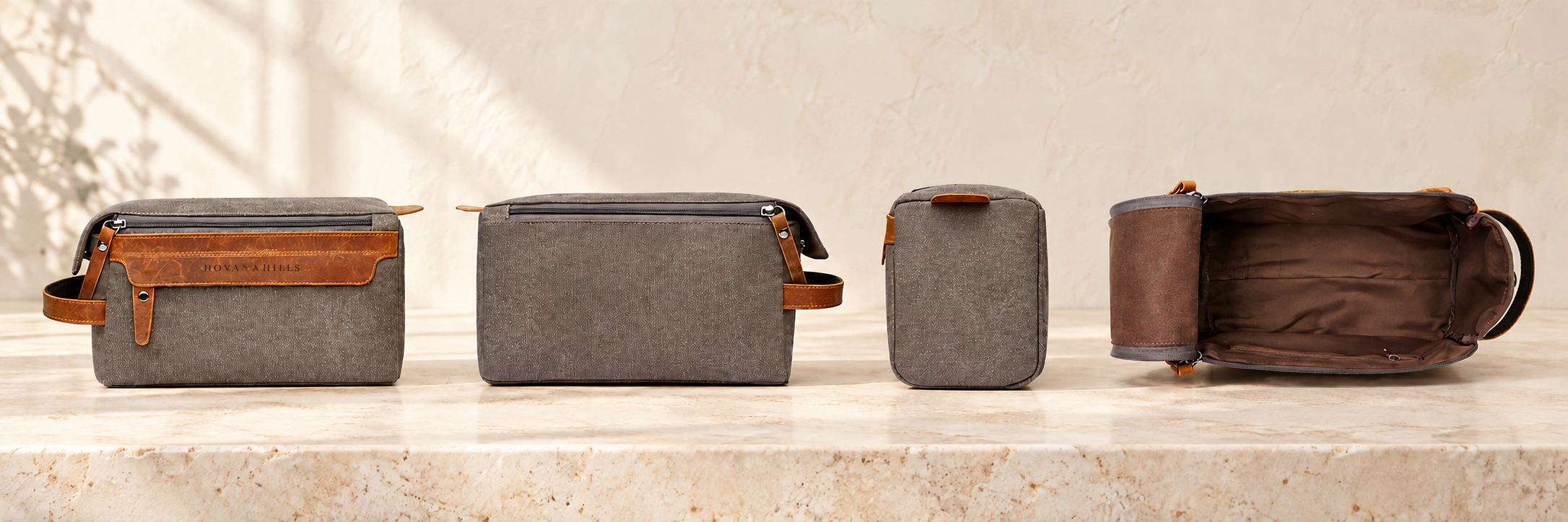 Double-Zipper Wash Bag – Brushed Stone - Image 2